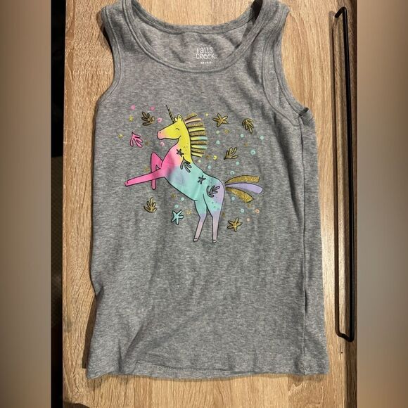 Falls Creek Girls size M (7/8) Unicorn Gray Tank Top - Picture 1 of 3